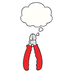 cartoon pliers and thought bubble