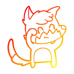 warm gradient line drawing cartoon friendly fox