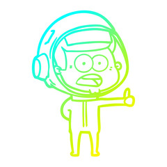 cold gradient line drawing cartoon surprised astronaut