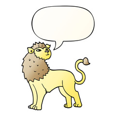 cartoon lion and speech bubble in smooth gradient style