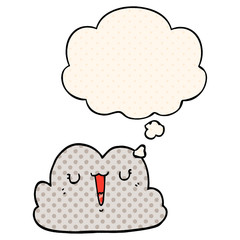 cute cartoon cloud and thought bubble in comic book style