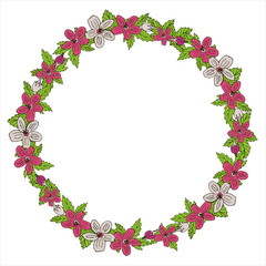 Romantic wreath with flowers and leaves. Romantic vector elements for card. Save the date and invitation.