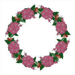 Romantic wreath with flowers and leaves. Romantic vector elements for card. Save the date and invitation.