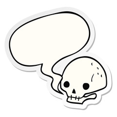 cartoon spooky skull and speech bubble sticker