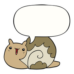 cute cartoon snail and speech bubble
