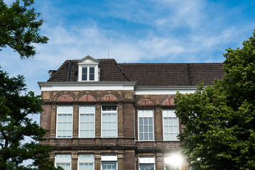 brown historical building in hanseatic city Kampen, The Netherlands