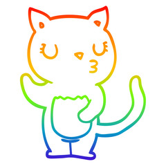 rainbow gradient line drawing cute cartoon cat