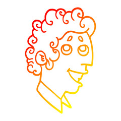 warm gradient line drawing cartoon man face