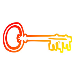 warm gradient line drawing cartoon old key