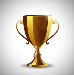 Golden Trophy with text space, Vector Illustration