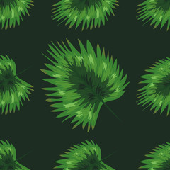 Nature seamless pattern. Hand drawn abstract tropical summer background: palm trees, monstera,