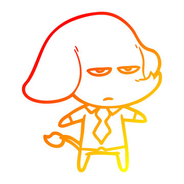 recommend clip art: warm gradient line drawing annoyed cartoon elephant
