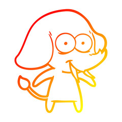 warm gradient line drawing happy cartoon elephant