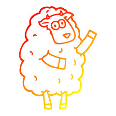 warm gradient line drawing cartoon sheep