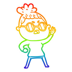 rainbow gradient line drawing cartoon annoyed woman