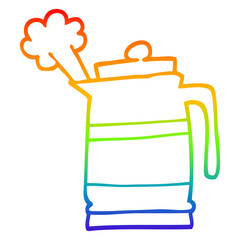 rainbow gradient line drawing cartoon kettle