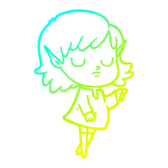 cold gradient line drawing cartoon elf girl
