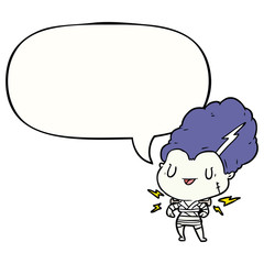 cartoon undead monster bride woman and speech bubble