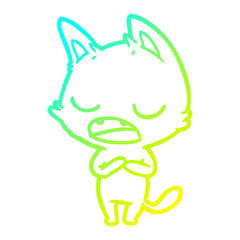 cold gradient line drawing talking cat cartoon