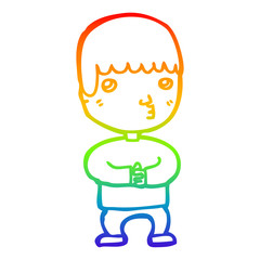rainbow gradient line drawing cartoon man thinking