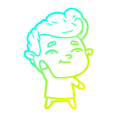 cold gradient line drawing happy cartoon man