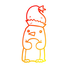 warm gradient line drawing cute christmas penguin