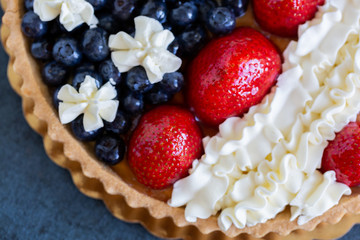 Patriotic American Flag Themed Fruit Tart Dessert