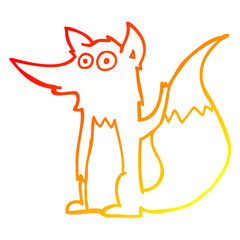 warm gradient line drawing cartoon wolf