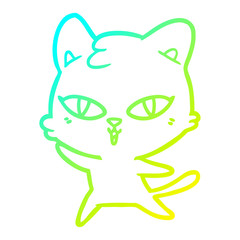 Fototapeta premium cold gradient line drawing cartoon cat