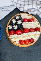 Patriotic American Flag Themed Fruit Tart Dessert