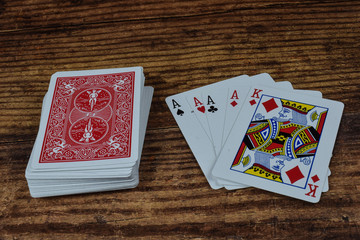 poker hand on a table