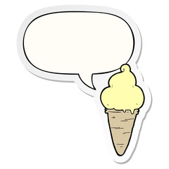 cartoon ice cream and speech bubble sticker