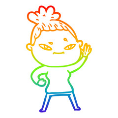 rainbow gradient line drawing cartoon woman