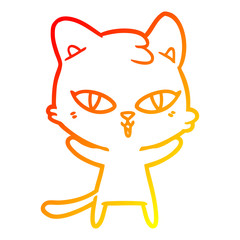 warm gradient line drawing cartoon cat