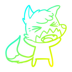 cold gradient line drawing angry cartoon fox