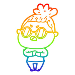 rainbow gradient line drawing cartoon annoyed woman