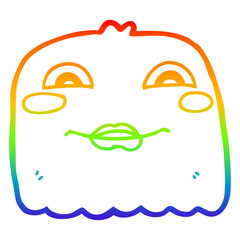rainbow gradient line drawing cartoon ghost