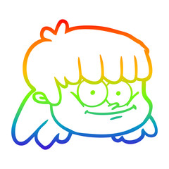 rainbow gradient line drawing cartoon female face
