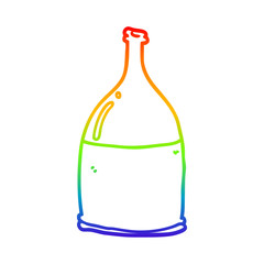 rainbow gradient line drawing cartoon bottle