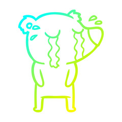 cold gradient line drawing cartoon crying bear
