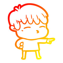 warm gradient line drawing cartoon curious boy