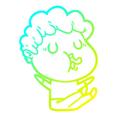 cold gradient line drawing cartoon man singing