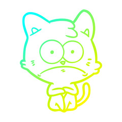 cold gradient line drawing cartoon nervous cat