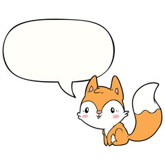 cute cartoon fox and speech bubble