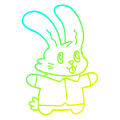 cold gradient line drawing cartoon happy rabbit