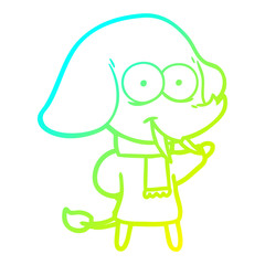 cold gradient line drawing happy cartoon elephant