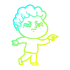 cold gradient line drawing cartoon angry man