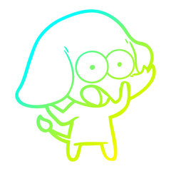 cold gradient line drawing cute cartoon elephant