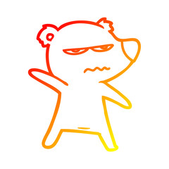 warm gradient line drawing angry bear polar cartoon pointing