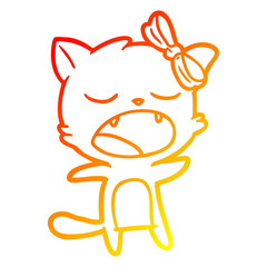 warm gradient line drawing cartoon singing cat